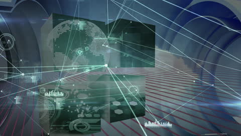 Digital Network Connections on Abstract Data Background