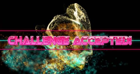 Challenge Accepted Text with Abstract Digital Background - Download Free Stock Images Pikwizard.com