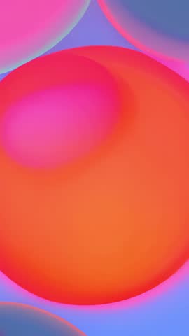 Vertical abstract video of pulsing orange sphere with neon magenta glow and gradient orbs