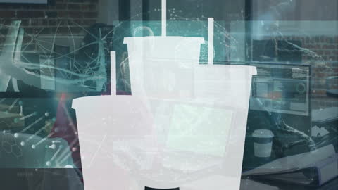 Futuristic Data Processing Overly on Business Professionals