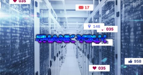 Digital Gratitude in High-Tech Server Room - Download Free Stock Images Pikwizard.com