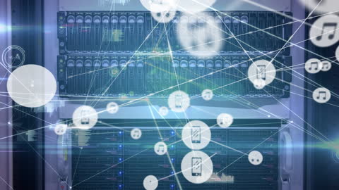 Digital Network Connections Overlaying Computer Servers