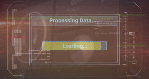 Digital Data Processing Animation on Futuristic Interface