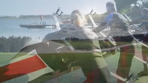 Preparing for Rowing by Scenic Lake with Bucolic Backdrop