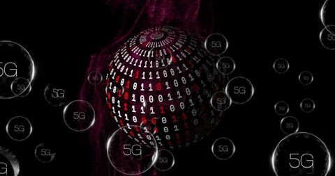 5G Technology and Binary Code Connecting Globe for Digital Innovation