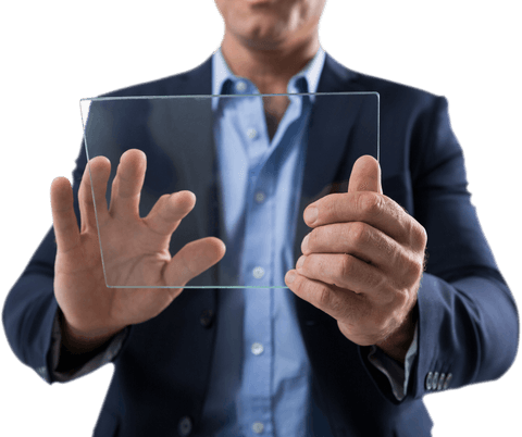 Businessman Holding Transparent Glass Tablet Concept Innovation - Download Free Stock Videos Pikwizard.com