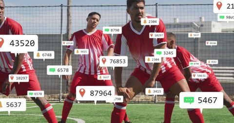 Athletes Performing Warm-ups with Digital Interaction Overlays