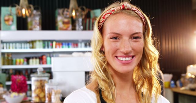 Friendly Barista Smiling in Modern Coffee Shop - Download Free Stock Images Pikwizard.com