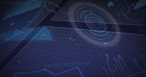 Futuristic Digital Interface with Rotating HUD Element