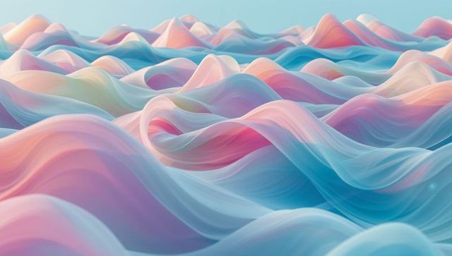 Abstract pastel waves in minimalist digital landscape