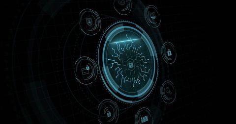 Cybersecurity Interface with Digital Padlock Graphics - Download Free Stock Images Pikwizard.com