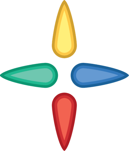 Vibrant four-color droplets on transparent background illustration