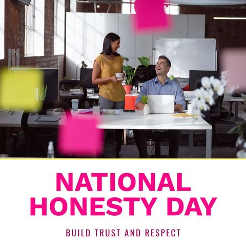 Diverse Colleagues Celebrating National Honesty Day in Modern Workspace - Download Free Stock Templates Pikwizard.com