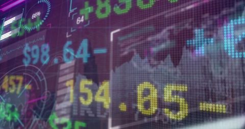 Abstract Digital Screen Displaying Financial Data and Trends