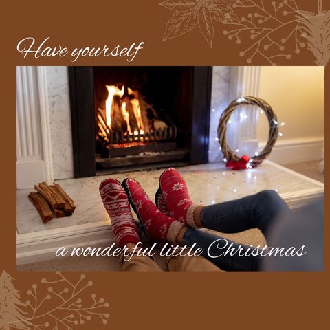 Cozy Christmas by the Fireplace with Warm Socks