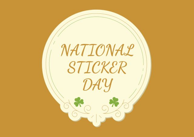 Digitally generated image of national sticker day text against brown background, copy space. national sticker day, event, vector and reminder concept.