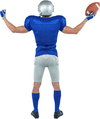 Transparent Rear View of Football Player Holding Ball