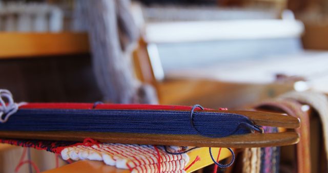 Close-up of Colorful Yarn Being Woven on a Loom - Download Free Stock Images Pikwizard.com