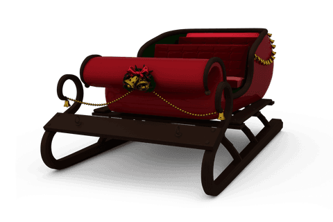 Festive transparent red sleigh with bells for christmas