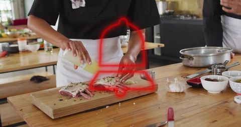 Chef preparing mouth-watering lamb dish