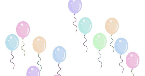 Colorful Floating Balloons Against White Background