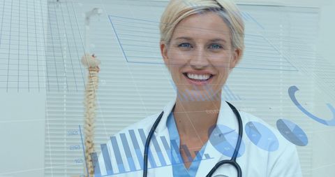 Digital Overlay with Female Doctor showcasing Medical Technology - Download Free Stock Images Pikwizard.com