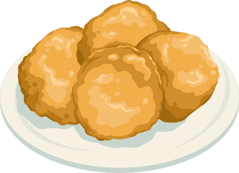 Crispy golden croquettes on plate transparent illustration