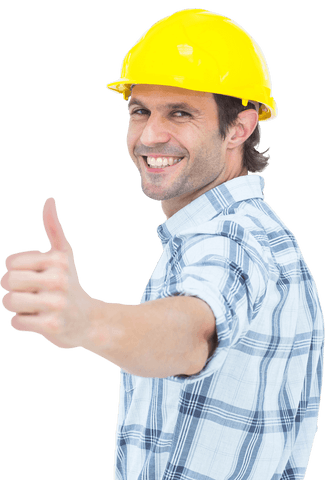 smiling construction worker in hard hat giving thumbs up on transparent background - Download Free Stock Videos Pikwizard.com