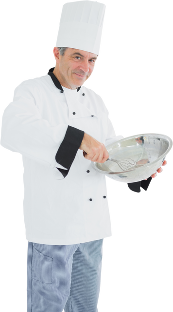 Experienced Chef Holding Mixing Bowl and Whisk in Transparent Background - Download Free Stock Videos Pikwizard.com