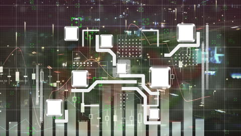 Abstract Digital Data Processing Interface in Urban Setting