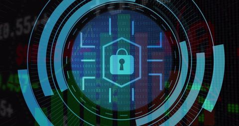Futuristic Padlock Symbol in Virtual Cybersecurity Interface - Download Free Stock Images Pikwizard.com