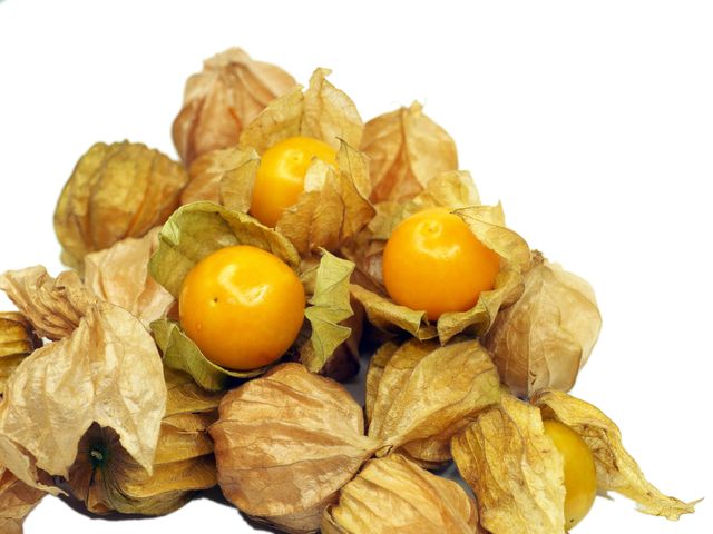Fresh Cape Gooseberries with Husk Isolated on White Background - Download Free Stock Photos Pikwizard.com