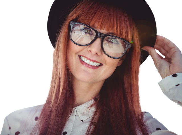 Smiling Stylish Hipster Woman Wearing Hat Transparent Background - Download Free Stock Videos Pikwizard.com