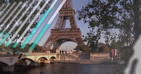 Data Visualization Animation over Iconic Eiffel Tower in Paris