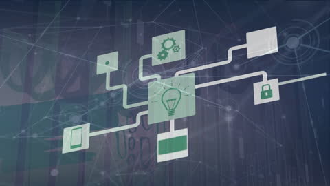 Media Icons and Data Processing Technology Overlay