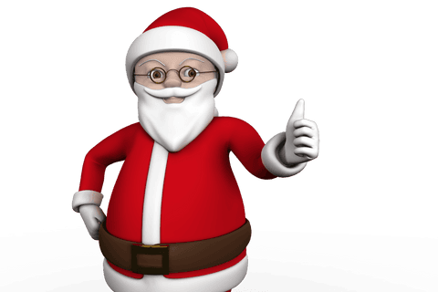 Cute Transparent Cartoon Santa Claus with Thumbs Up