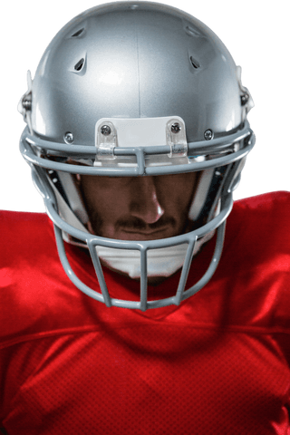 transparent close-up of focused american football player in red jersey - Download Free Stock Videos Pikwizard.com