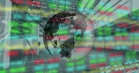 Globe with Financial Data in Tech-Inspired Background - Download Free Stock Images Pikwizard.com