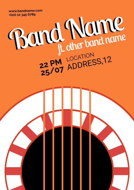 Guitar-Themed Event Flyer for Bands and Concerts - Download Free Stock Templates Pikwizard.com