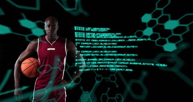 Male Basketball Player with Futuristic Digital Data Overlay - Download Free Stock Images Pikwizard.com