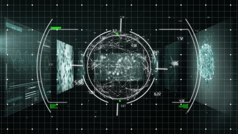 Futuristic Digital Interface with Data Processing Network
