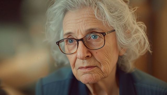 Reflective Senior Woman Thinking in Interior