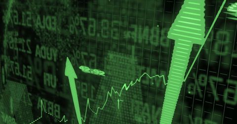 Abstract Financial Data with Upward Arrows on Digital Background - Download Free Stock Images Pikwizard.com