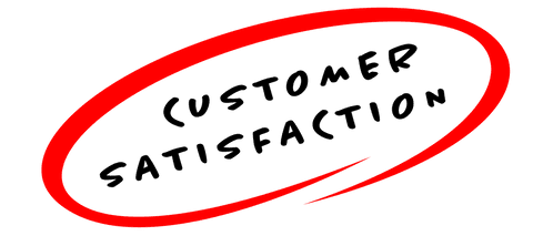 Customer satisfaction red ring logo on transparent background