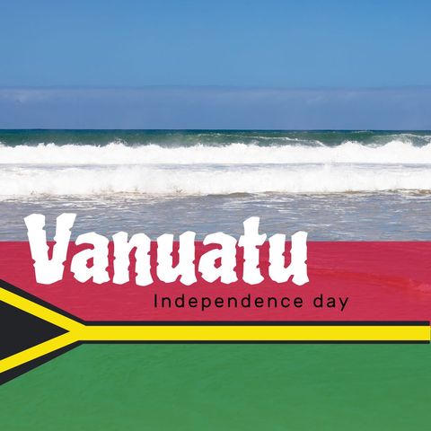 Vanuatu Independence Day Celebration with Flag on Beach