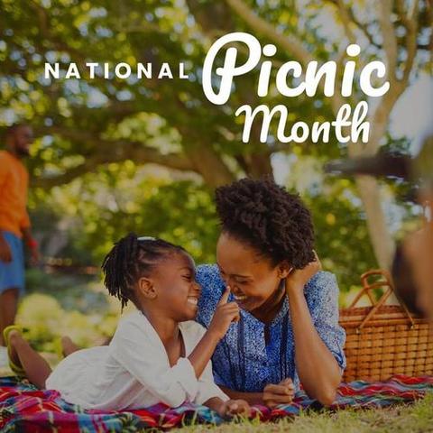 Composition of national picnic month text over african american family ...