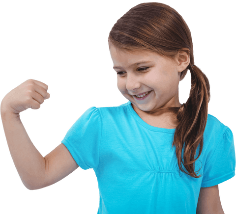 cheerful transparent young girl flexing muscles - Download Free Stock Videos Pikwizard.com