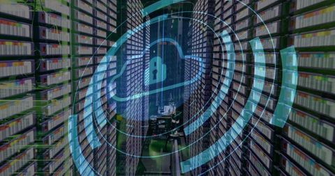Cloud Security and Data Processing in Modern Server Room - Download Free Stock Images Pikwizard.com