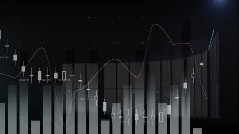 Global Financial Data Processing Animation with Chart Overlay