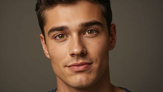 Professional male headshot with neutral background in studiolighting